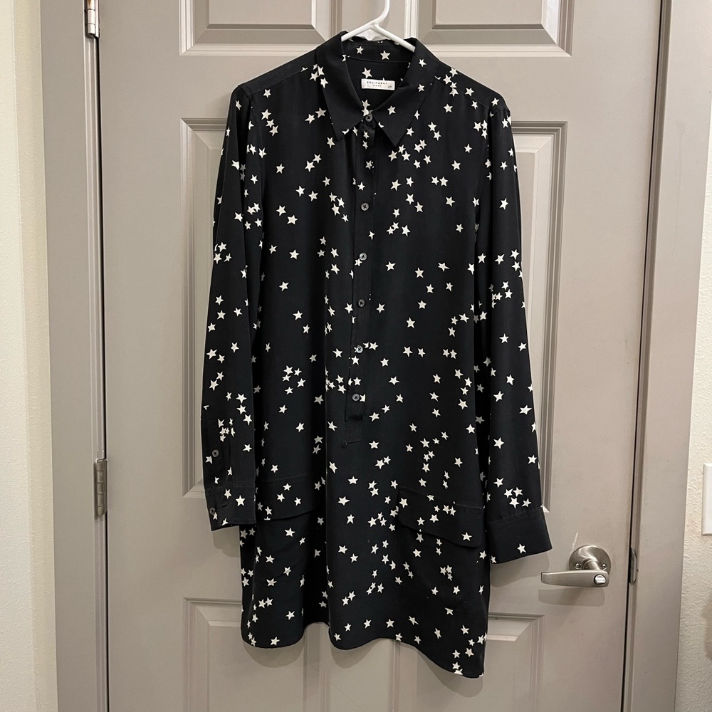 Equipment Black Star Print dress size L
